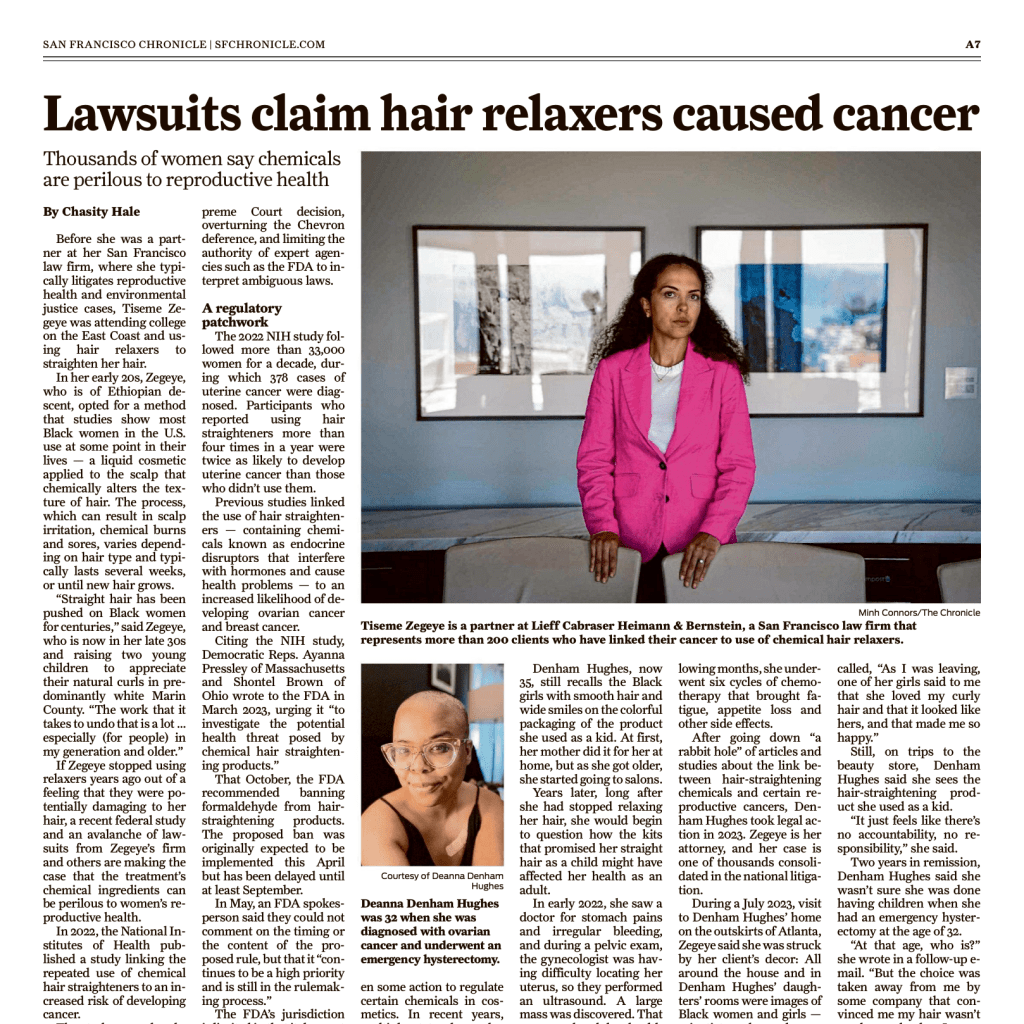 Lieff Cabraser and Equal Justice Society Hair Relaxer Litigation in the News: “Thousands of women got cancer. Now they’re suing top beauty industry brands” in the San Francisco Chronicle / El litigio sobre alisadores del cabello de Lieff Cabraser y la Equal Justice Society en las&nbsp;noticias